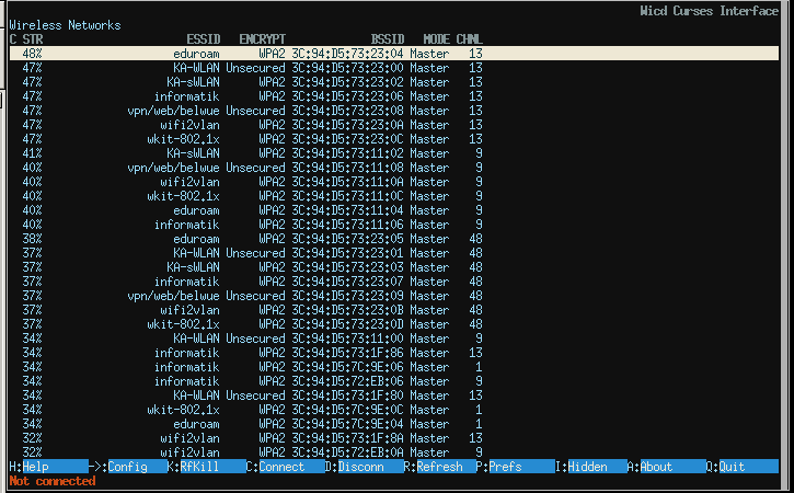 The wicd-curses interface